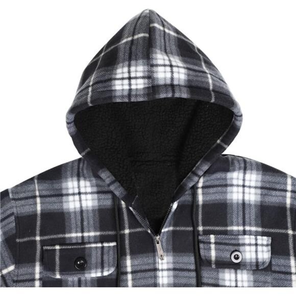 Mens Sherpa Lined Fleece Plaid Flannel Jacket Heavy Warm Coat Big and Tall S-5XL - Picture 5 of 7